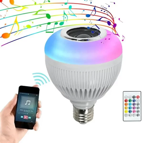 Lâmpada Led Com Bluetooth Para Música Som + Controle Cor da luz - Image 4